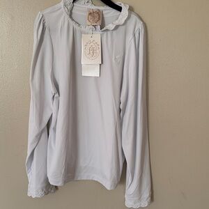 NWT Beaufort Bonnet Company White Lace Trim Blouse